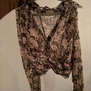 Zara Black/ Gold/ Cream Floral Blouse